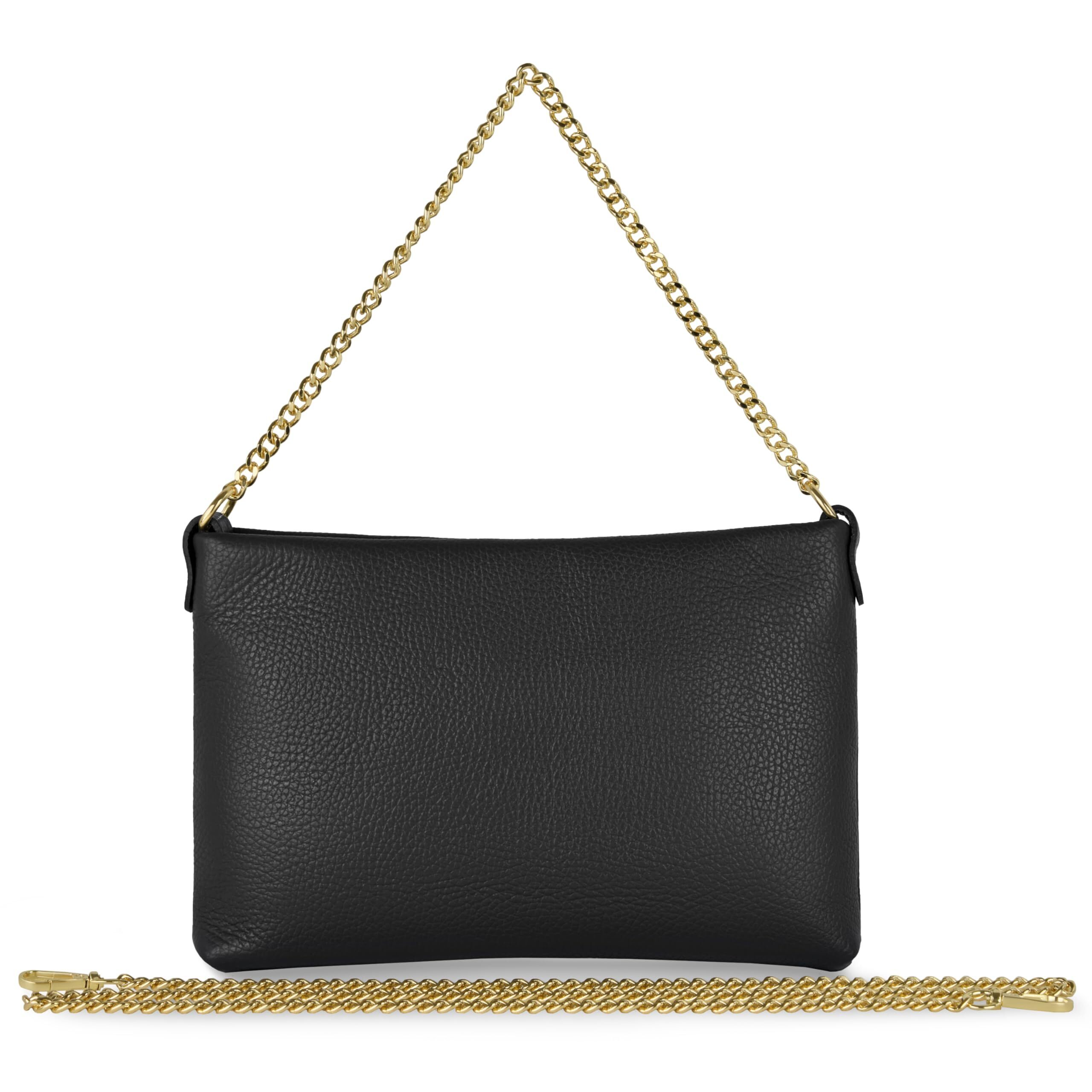 8216 Italian Calf Leather Crossbody Bag With Zipper & Chains | Small